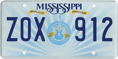 MS license plate ZOX912