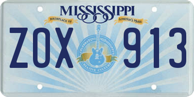 MS license plate ZOX913