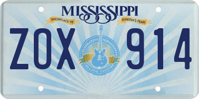 MS license plate ZOX914