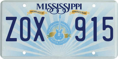 MS license plate ZOX915