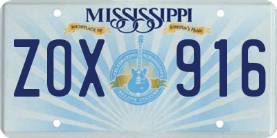 MS license plate ZOX916