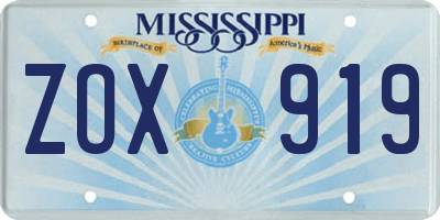 MS license plate ZOX919
