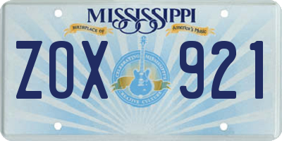 MS license plate ZOX921
