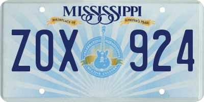 MS license plate ZOX924
