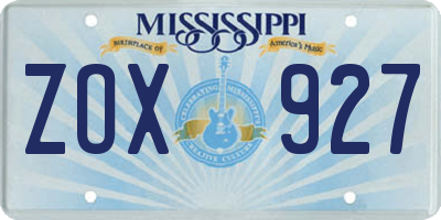MS license plate ZOX927