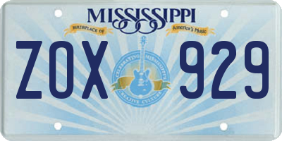 MS license plate ZOX929