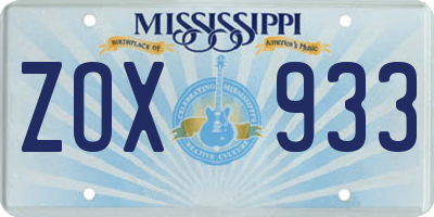 MS license plate ZOX933