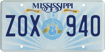 MS license plate ZOX940