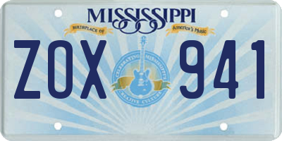 MS license plate ZOX941