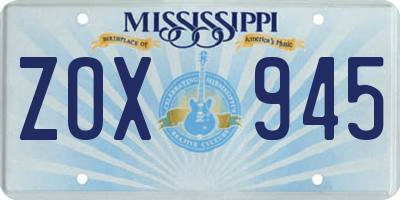 MS license plate ZOX945