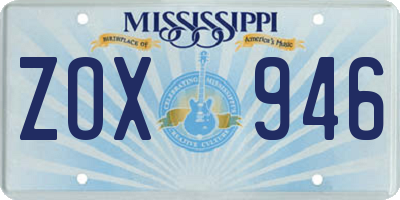 MS license plate ZOX946