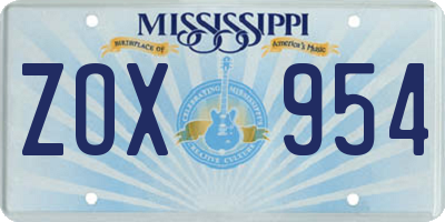 MS license plate ZOX954