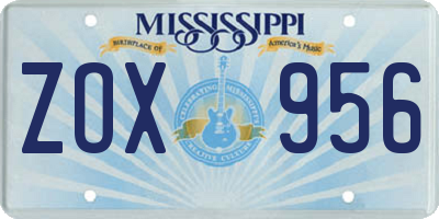 MS license plate ZOX956