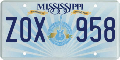 MS license plate ZOX958