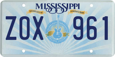 MS license plate ZOX961