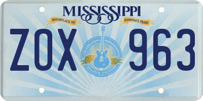 MS license plate ZOX963