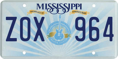 MS license plate ZOX964