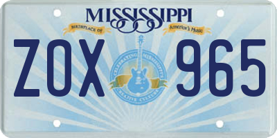 MS license plate ZOX965