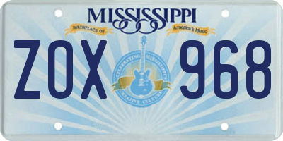 MS license plate ZOX968