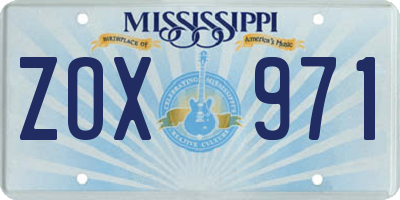 MS license plate ZOX971