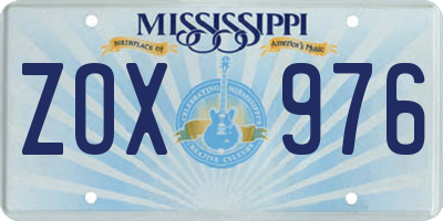 MS license plate ZOX976