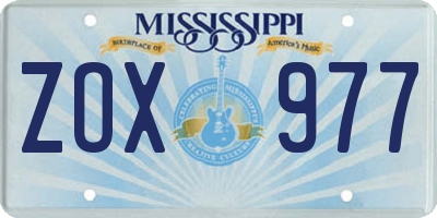 MS license plate ZOX977