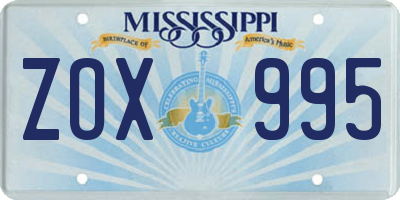 MS license plate ZOX995
