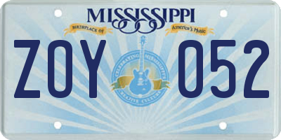 MS license plate ZOY052