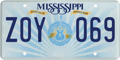 MS license plate ZOY069