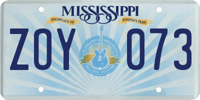 MS license plate ZOY073