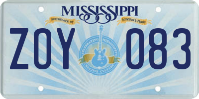 MS license plate ZOY083