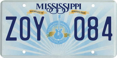 MS license plate ZOY084