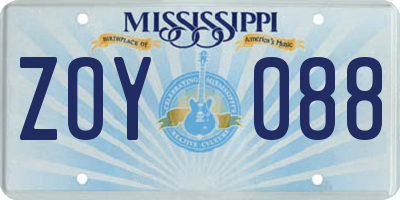 MS license plate ZOY088