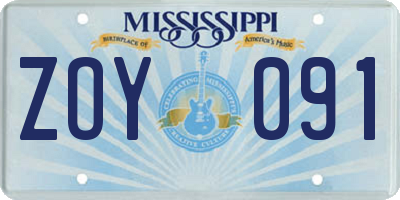 MS license plate ZOY091