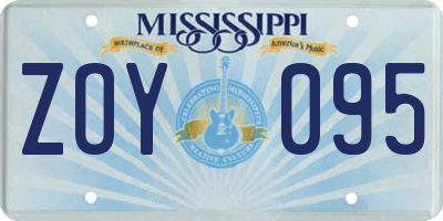 MS license plate ZOY095