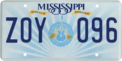 MS license plate ZOY096