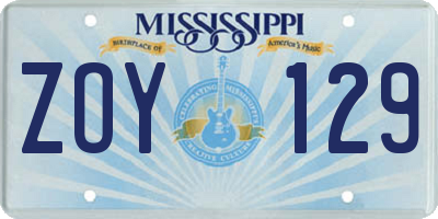 MS license plate ZOY129