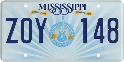 MS license plate ZOY148