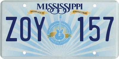 MS license plate ZOY157
