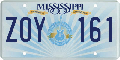 MS license plate ZOY161
