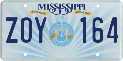 MS license plate ZOY164