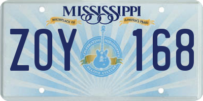 MS license plate ZOY168