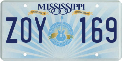 MS license plate ZOY169