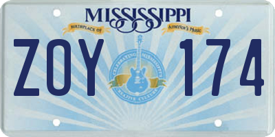 MS license plate ZOY174