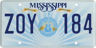 MS license plate ZOY184
