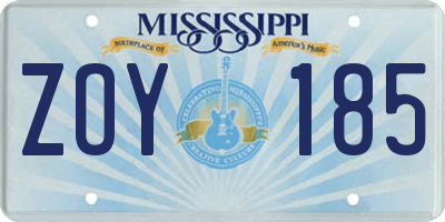 MS license plate ZOY185
