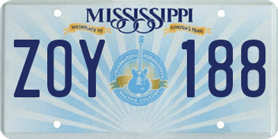 MS license plate ZOY188