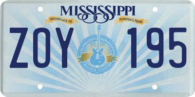 MS license plate ZOY195
