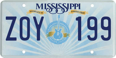 MS license plate ZOY199