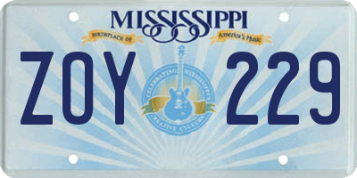 MS license plate ZOY229